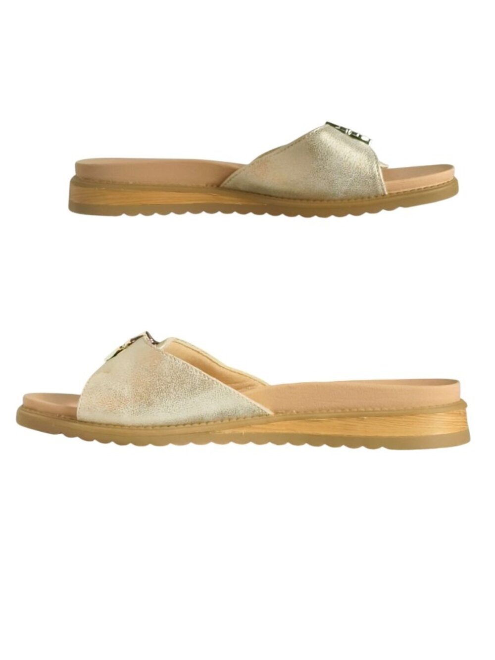 Dr. Scholls Womens 6 Buckle Slide Sandals Island Icon Gold Metallic Comfy NEW - Picture 6 of 7